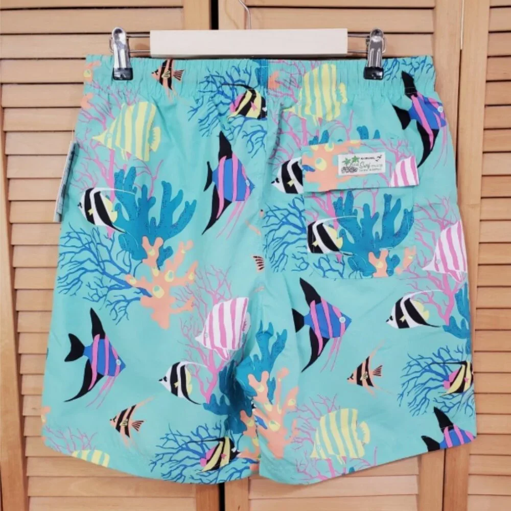 U.S. Surf Club Men's Fish Print Swim Trunks Size L